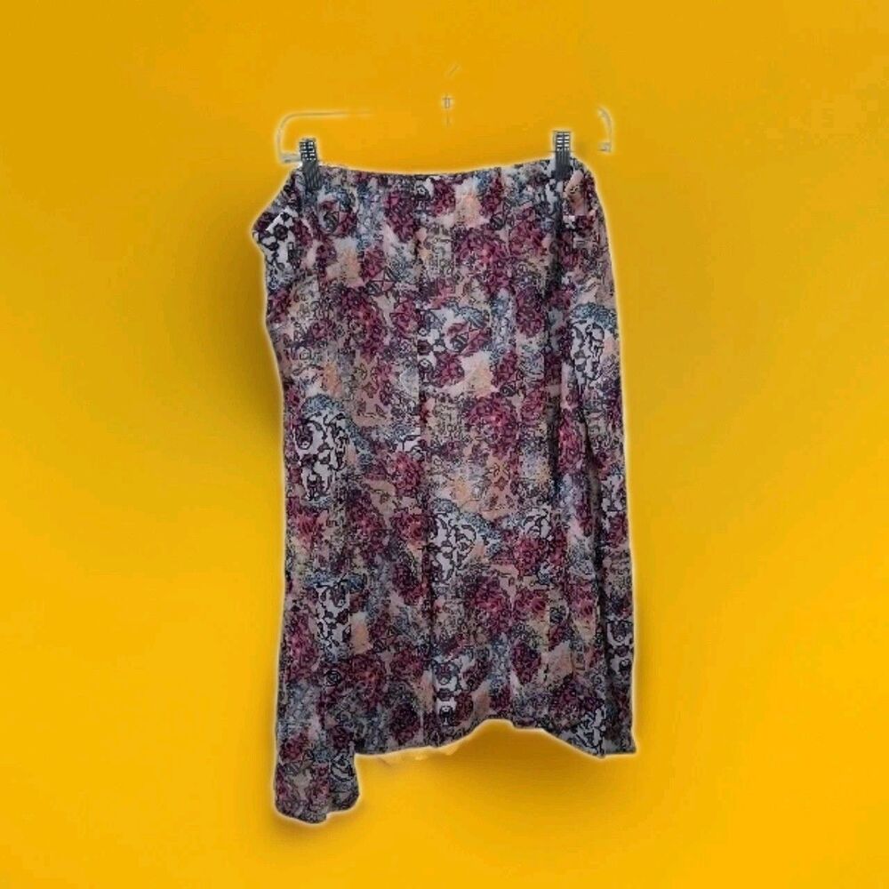 Kim Rogers Skirt Womens Plus 3X Pink  Blue Black Abstract Pull On A-Line Lined
